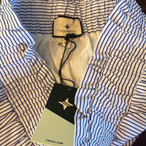 Tuckernuck Blue White Eyelet Stripe Cinza Embroidered Midi Skirt Size XS - Picture 5 of 9